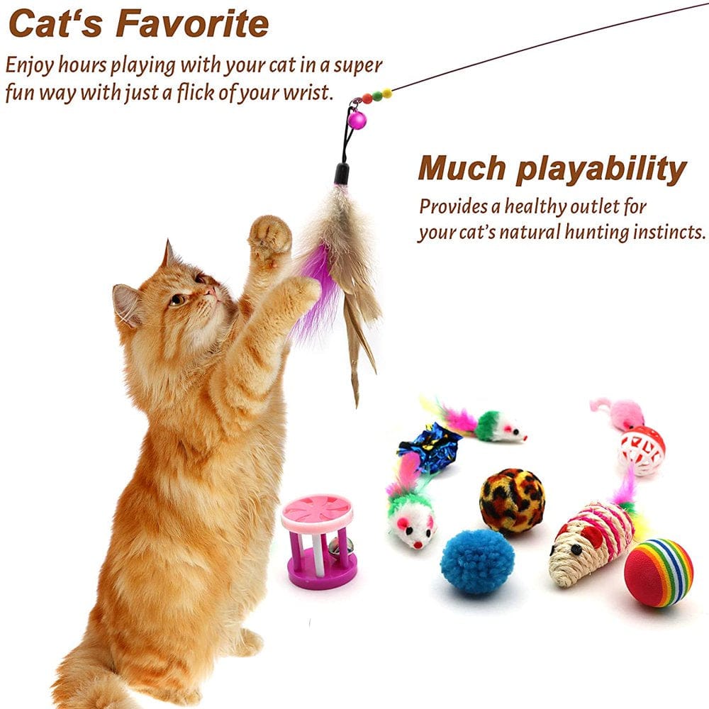 21 Pcs Cat Indoor Interactive Toys Kitten Toys Including Three-Hole Tunnel Teaser Wand Golf with Feather Balls and Mice Animals & Pet Supplies > Pet Supplies > Cat Supplies > Cat Toys AYAOQIANG   