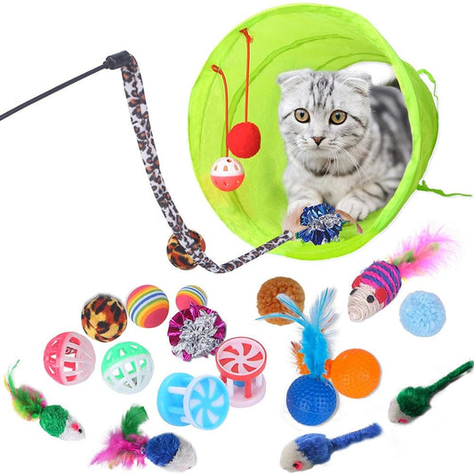 21 Pcs Cat Toys Kitten Toys Assortments, Pet Toy Set Including Way Tunnel, Interactive Cat Teaser, Fluffy Mouse, Crinkle Balls for Cat, Kitty, Kitten Animals & Pet Supplies > Pet Supplies > Cat Supplies > Cat Toys DIYAREA   