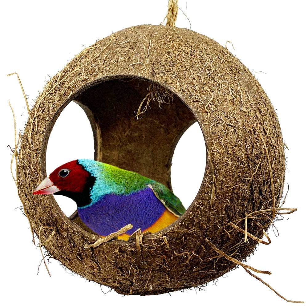 2114 Three Hole Coco Nest Hut Bird Toy Animals & Pet Supplies > Pet Supplies > Bird Supplies > Bird Toys Bonka Bird Toys   