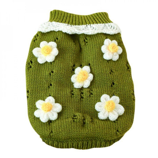 Promotion Clearance Dog Sweater Winter Coat Apparel Classic Flowers Blossoming Sweater Knit Clothes for Cold Weather, Green XS Animals & Pet Supplies > Pet Supplies > Dog Supplies > Dog Apparel Popvcly XS Green 