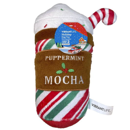 Vibrant Life Holiday Mocha Dog Toy with Squeaker for Light to Moderate Chewing Animals & Pet Supplies > Pet Supplies > Dog Supplies > Dog Toys Vibrant Life   