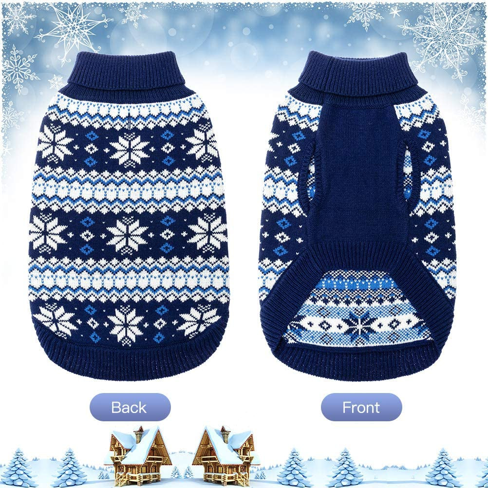 Cable Knit Dog Sweater Turtleneck, Warm & Comfortable Dog Cold Weather Clothes with Snowflake Pattern, Classic Knitwear Dog Winter Coat Outfits for Small Medium Large Dogs Animals & Pet Supplies > Pet Supplies > Dog Supplies > Dog Apparel KOOLTAIL   