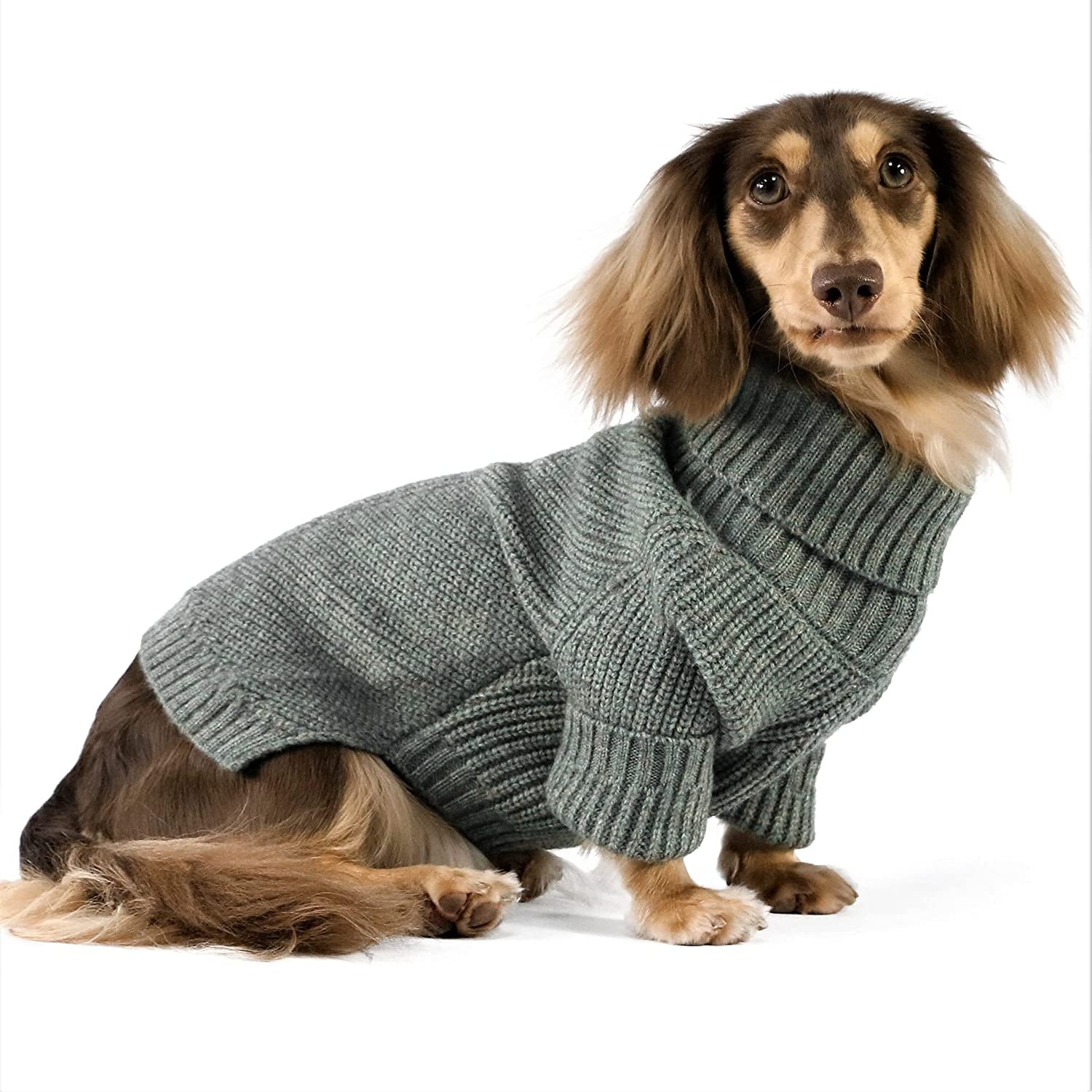 Fitwarm Dog Turtleneck Sweater, Thermal Knitted Pet Coat, Dog Winter Clothes for Small Dogs, Cat Apparel, Heather Grey, Small Animals & Pet Supplies > Pet Supplies > Dog Supplies > Dog Apparel Fitwarm Heather Grey XL 