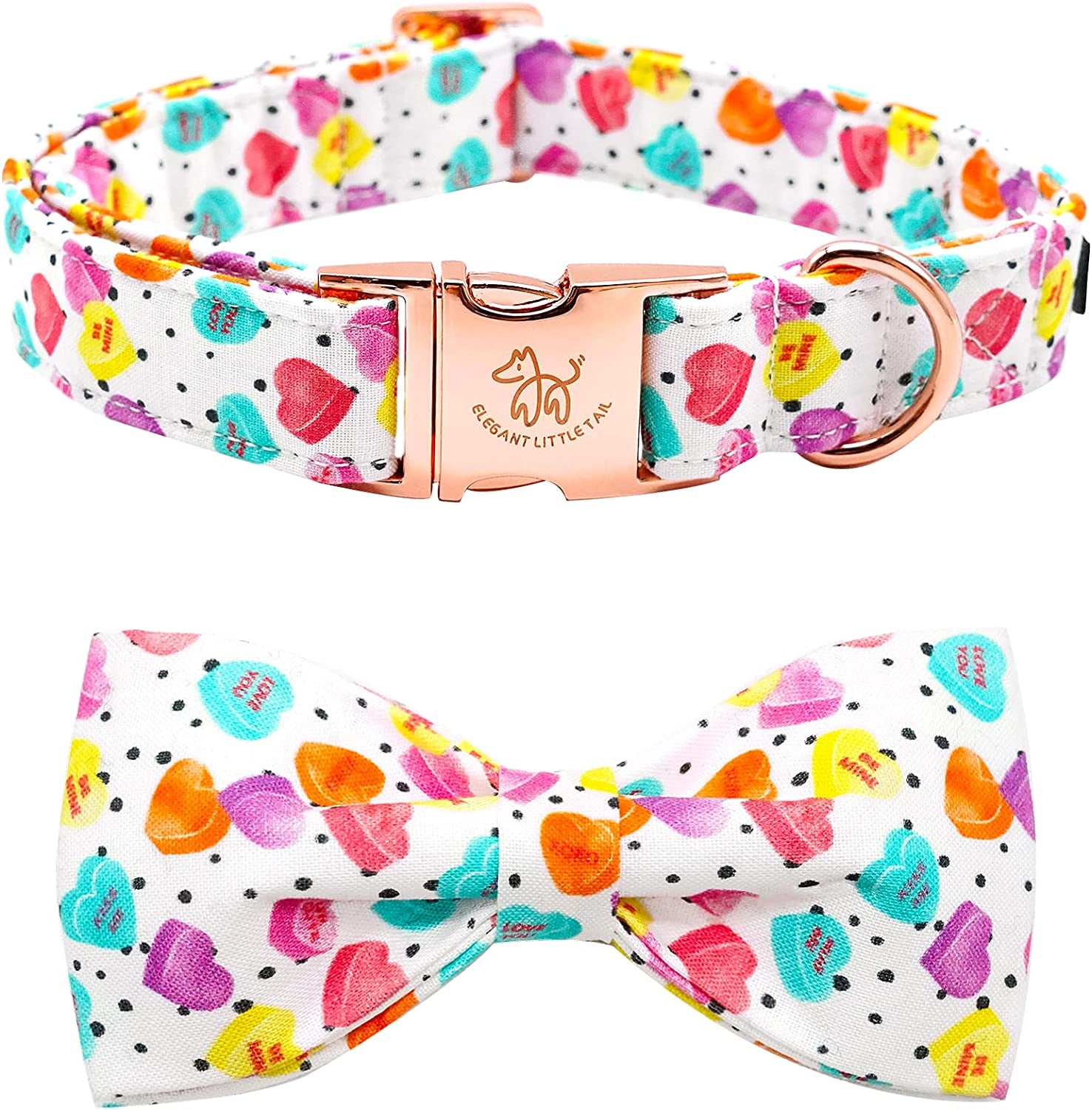 Elegant Little Tail Dog Collar with Bow, Lucky Clover Bow Tie Dog Collar, Cute Dog Bowtie Pet Gift Dog Collar for Medium Dogs Animals & Pet Supplies > Pet Supplies > Dog Supplies > Dog Apparel Elegant little tail Multi-colored Small (Pack of 1) 