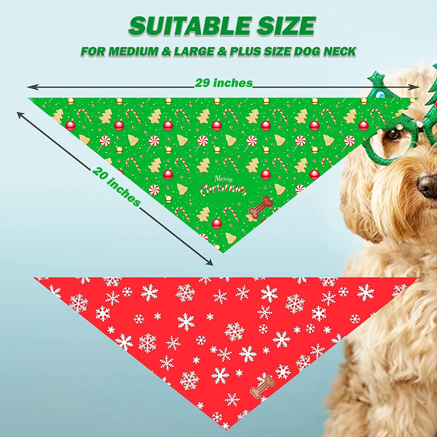 Dog Christmas Bandana,Nevirige Dog Bandanas Boy/Girl Breed 2 Pcs,Reversible Triangle Dog Scarf Bibs for Large Medium Dogs Animals & Pet Supplies > Pet Supplies > Dog Supplies > Dog Apparel NEVIRIGE   