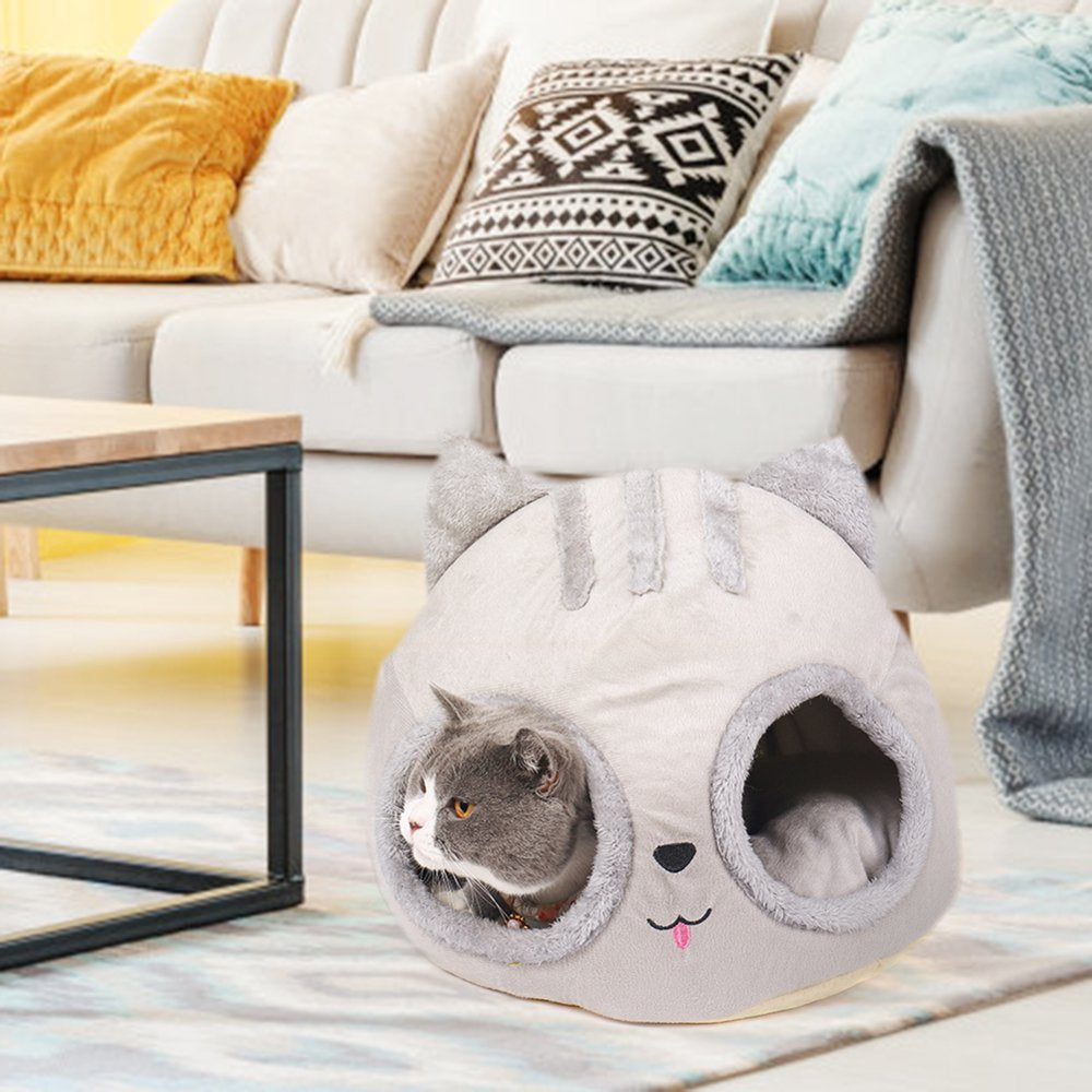 Tiyuyo Cat Head Shaped Washable Kitty Beds Indoor Detachable Semi-Closed Pet House Animals & Pet Supplies > Pet Supplies > Cat Supplies > Cat Beds tiyuyo   