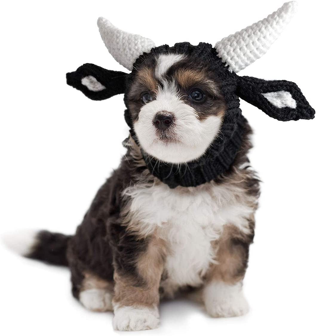 Zoo Snoods Bull Dog Costume, Large - Warm No Flap Ear Wrap Hood for Pets, Dog Outfit with Horns for Winters, Halloween, Christmas & New Year, Soft Yarn Ear Covers Animals & Pet Supplies > Pet Supplies > Dog Supplies > Dog Apparel Zoo Snoods 1 Small 