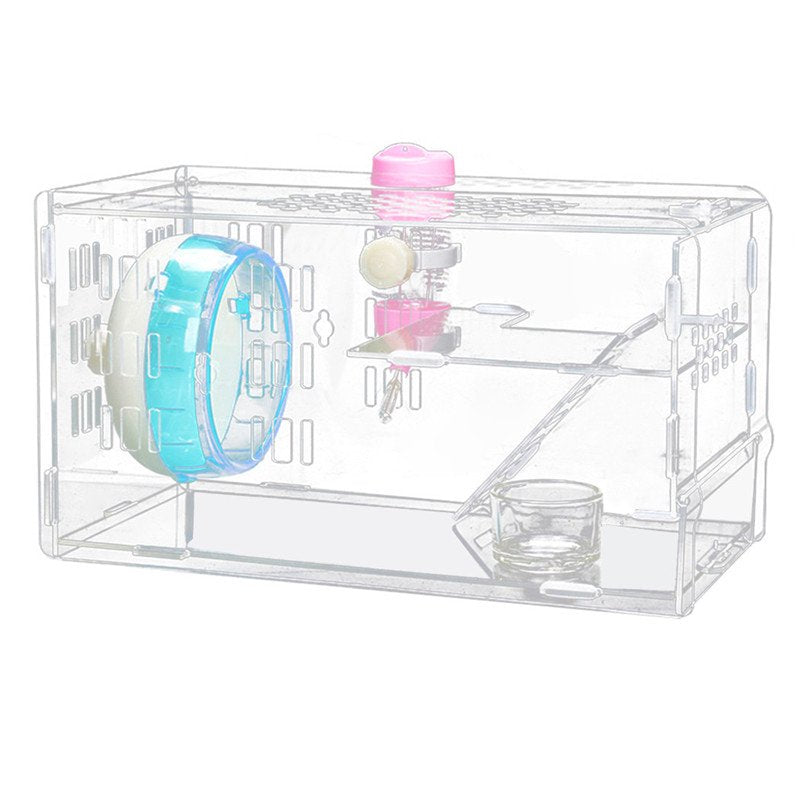 Hamster Cage Escape Proof Small Animal Habitat Hamster House with Bowl Wheel Animals & Pet Supplies > Pet Supplies > Small Animal Supplies > Small Animal Habitats & Cages Bangcool   