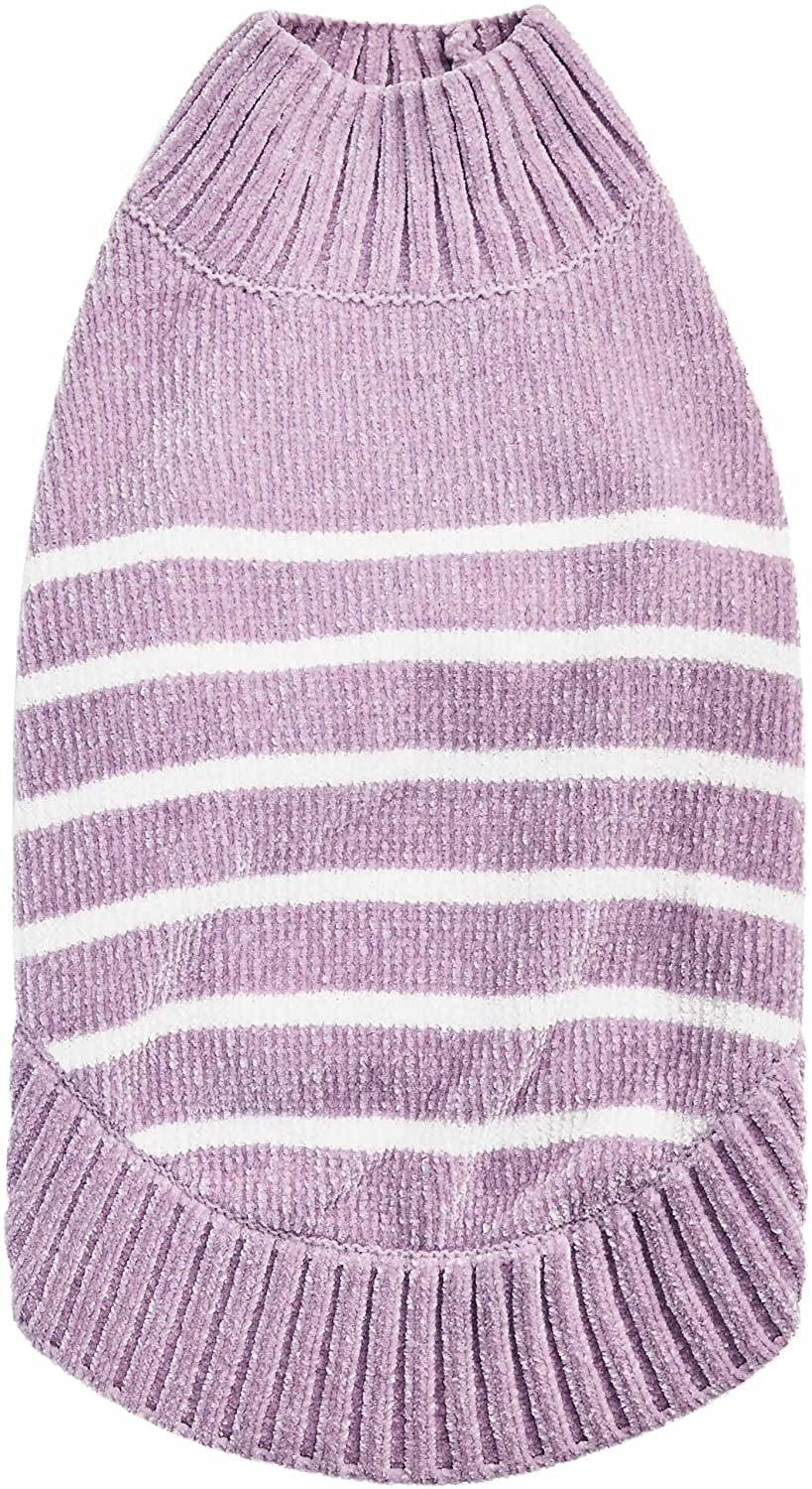 Blueberry Pet Cozy Soft Chenille Classy Striped Dog Sweater in Burgundy Red, Back Length 14", Pack of 1 Clothes for Dogs Animals & Pet Supplies > Pet Supplies > Dog Supplies > Dog Apparel Blueberry Pet Lavender Frost 10 inch (Pack of 1) 