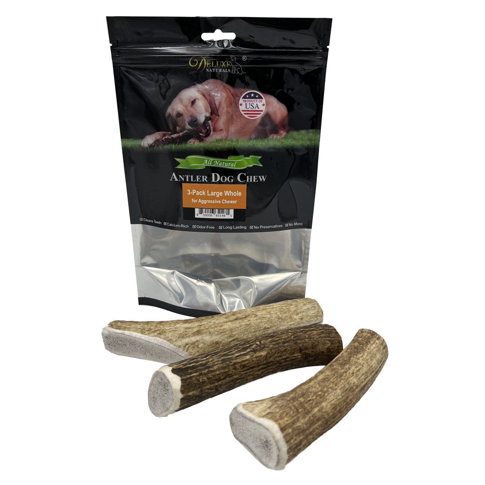 Deluxe Naturals Elk Antler Dog Chew 6-Pack, Medium Split Antlers Animals & Pet Supplies > Pet Supplies > Dog Supplies > Dog Toys Deluxe Naturals Whole L 3