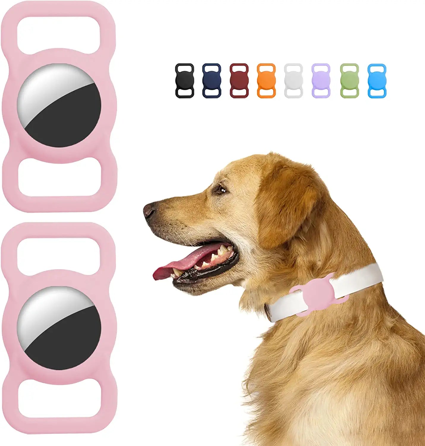 Gogomg 2 Pack Holders Compatible with Apple Airtag for Dog Collar, Silicone Protective Case for Air Tag Pet GPS Tracker (Purple) Electronics > GPS Accessories > GPS Cases gogomg Pink  