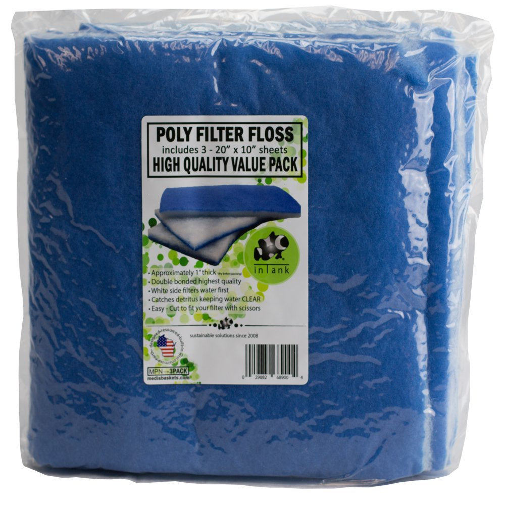 Intank Bonded Poly Aquarium Filter Floss - VALUE PACK (3 PADS) 600 Square-Inches Animals & Pet Supplies > Pet Supplies > Fish Supplies > Aquarium Filters inTank   