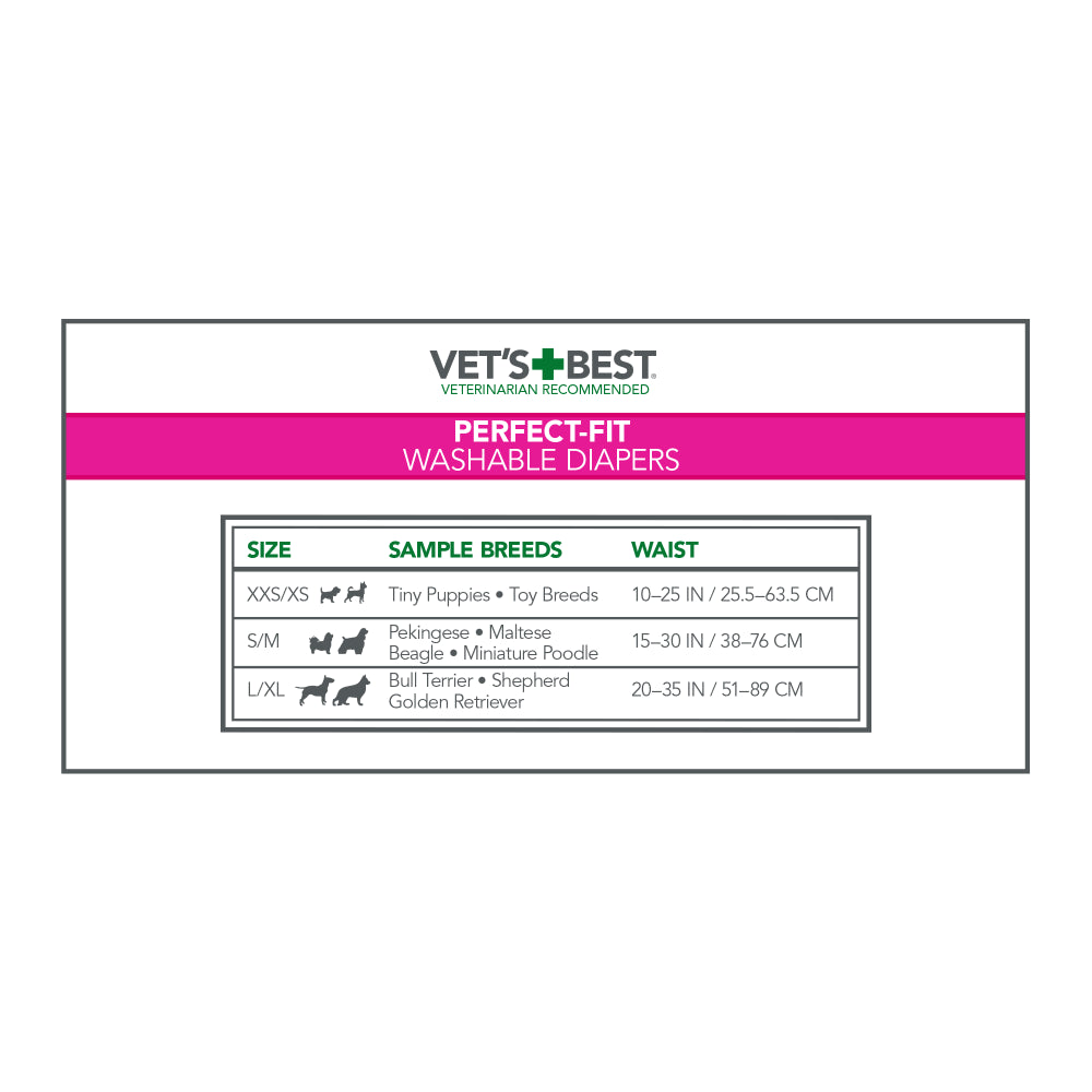 Vet'S Best Perfect Fit Washable Female Dog Diaper, S/M, 1 Ct Animals & Pet Supplies > Pet Supplies > Dog Supplies > Dog Diaper Pads & Liners Vet's Best   