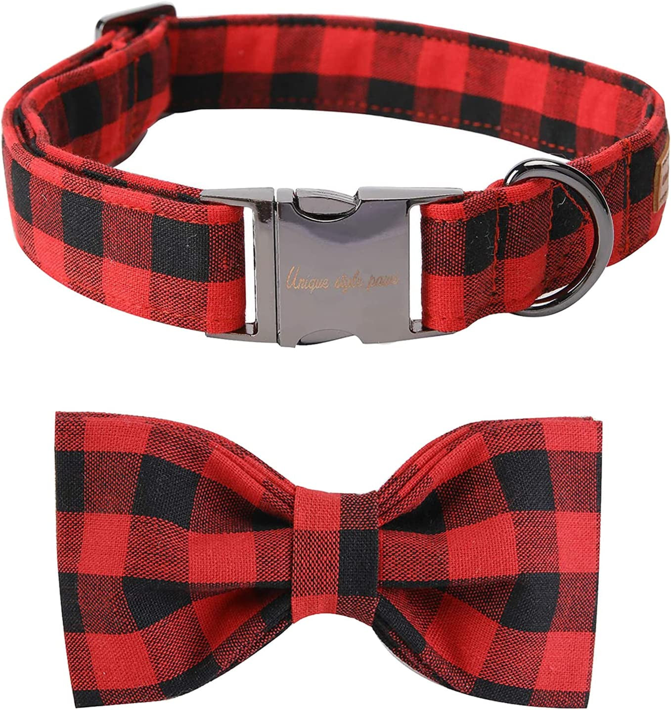 Unique Style Paws Pet Soft &Comfy Bowtie Dog Collar and Cat Collar Pet Gift for Dogs and Cats 6 Size and 7 Patterns Animals & Pet Supplies > Pet Supplies > Dog Supplies > Dog Apparel USP Black and Red X-Small (Pack of 1) 