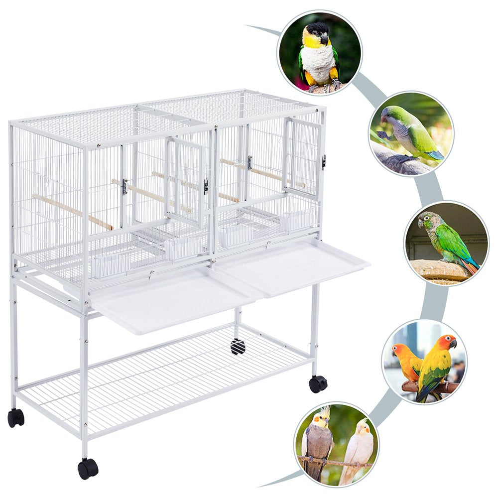 Topeakmart Stackable Wide Birdcage Divided Breeder Cage with Rolling Stand, White Animals & Pet Supplies > Pet Supplies > Bird Supplies > Bird Cages & Stands Topeakmart   