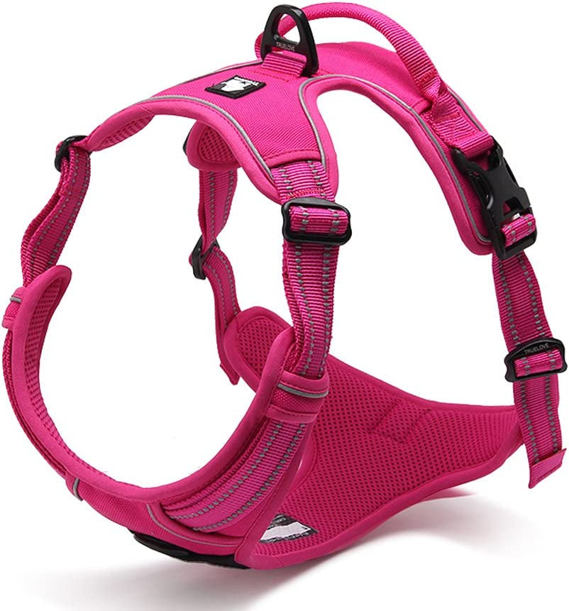 SGODA Dog Harness Reflective Dog Vest Harness No Pull Pet Harness with Handle for Large Dogs, Orange Animals & Pet Supplies > Pet Supplies > Dog Supplies > Dog Apparel SGODA Fuchsia X-Small Chest 13-17" 