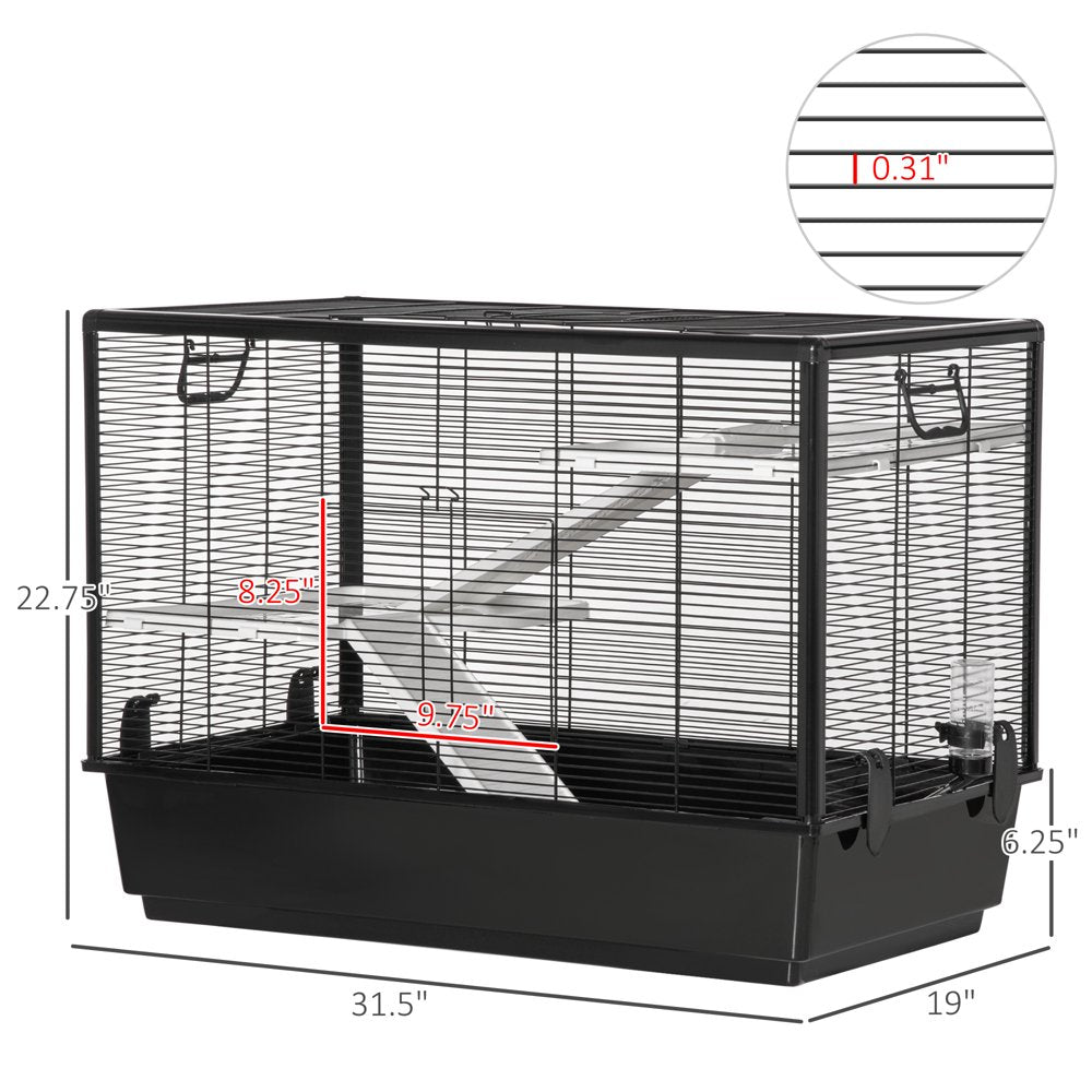 Pawhut Small Animal Cage Habitat Indoor Pet Play House for Guinea Pigs Hamsters Chinchillas, with Accessories Water Bottle Balcony Ramp Food Dish, 31.5"X19"X 22.75", Black Animals & Pet Supplies > Pet Supplies > Small Animal Supplies > Small Animal Habitats & Cages Aosom LLC   