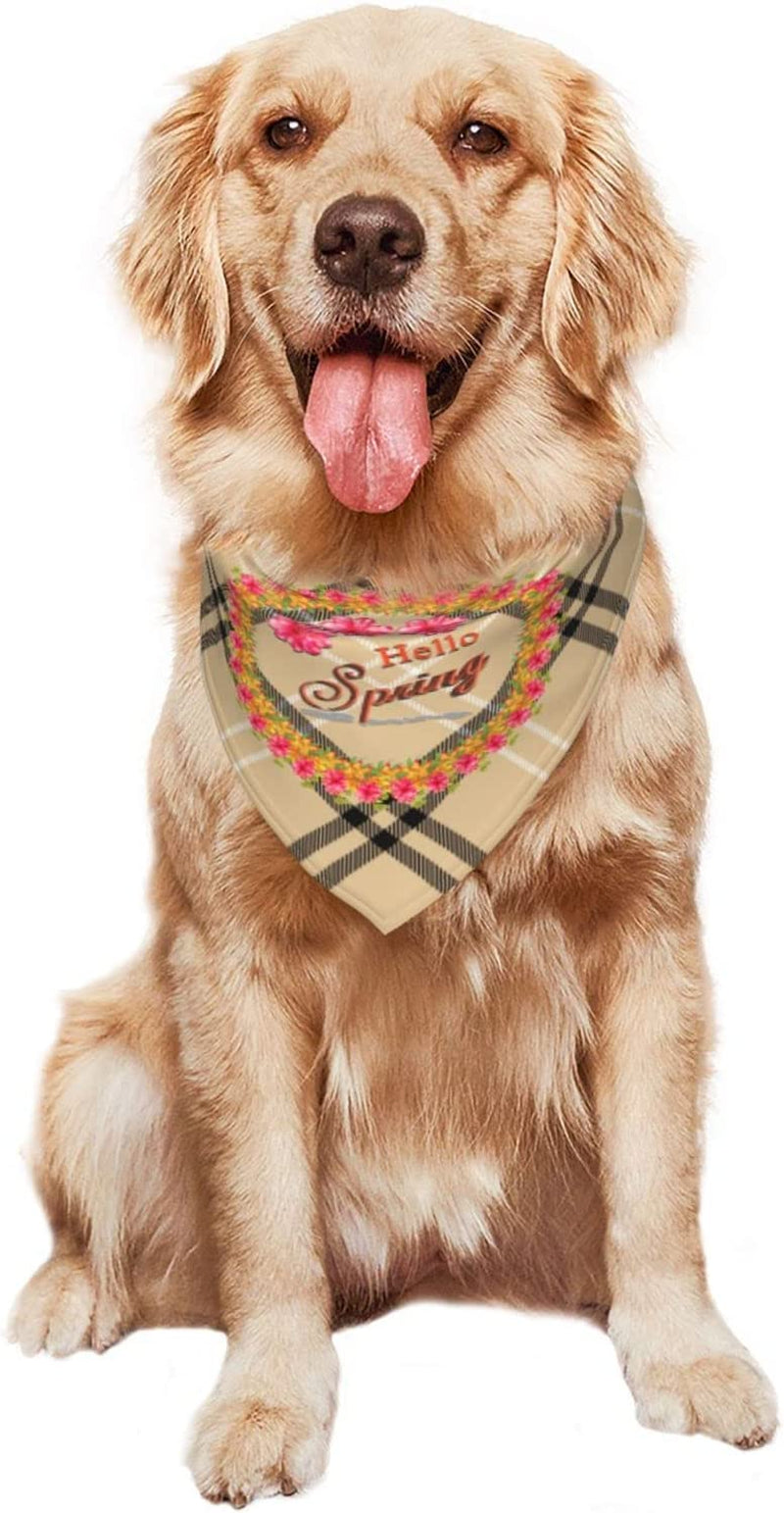 Hello Spring Floweral Circle Frame Pet Dog and Cat Decorative Triangle Scarf,Dog Bandana,Breathable and Stain Resistant. Animals & Pet Supplies > Pet Supplies > Dog Supplies > Dog Apparel ZALTAS   