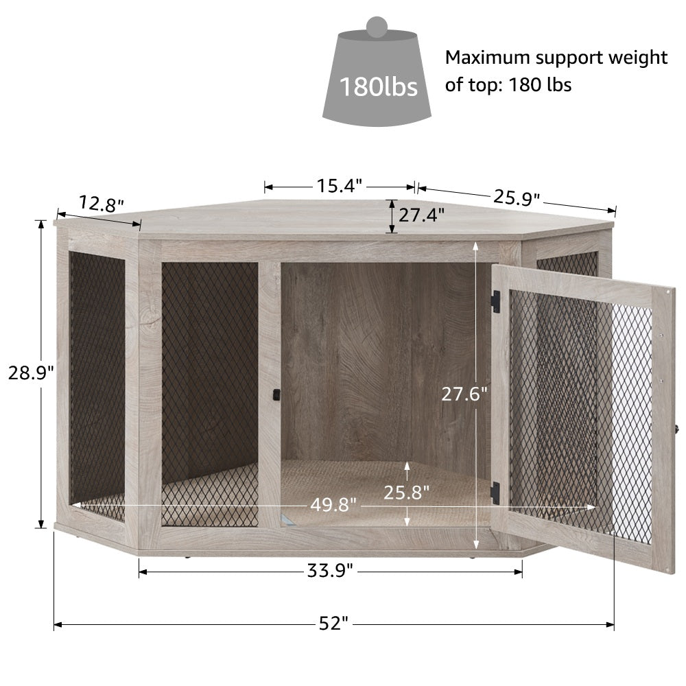 Unipaws Dog House Corner Furniture Style Dog Crate,Wooden Decorative Corner Dog Kennel with Pad Large Animals & Pet Supplies > Pet Supplies > Dog Supplies > Dog Houses Unipaws   