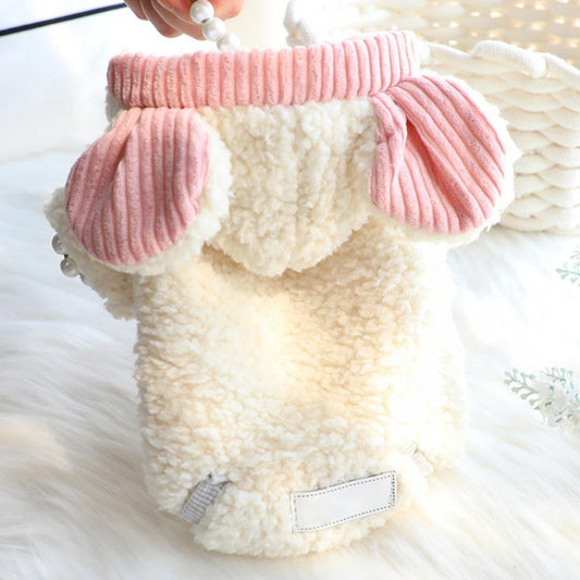 Fuzzy Thick Sherpa Dog Winter Clothes Dog Hoodie Thermal Coat Doggie Jacket Puppy Outfit Cat Sweatshirt Apparel Animals & Pet Supplies > Pet Supplies > Cat Supplies > Cat Apparel Avail L Beige 