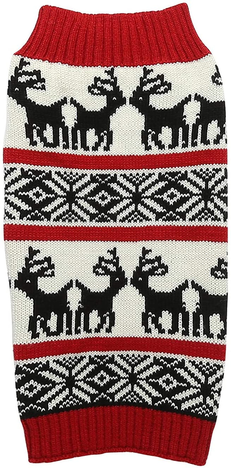 Ugly Vintage Knit Xmas Reindeer Holiday Festive Dog Sweater for Small Dogs, Small (S) Back Length 12" Animals & Pet Supplies > Pet Supplies > Dog Supplies > Dog Apparel Lanyar Red Small (Pack of 1) 