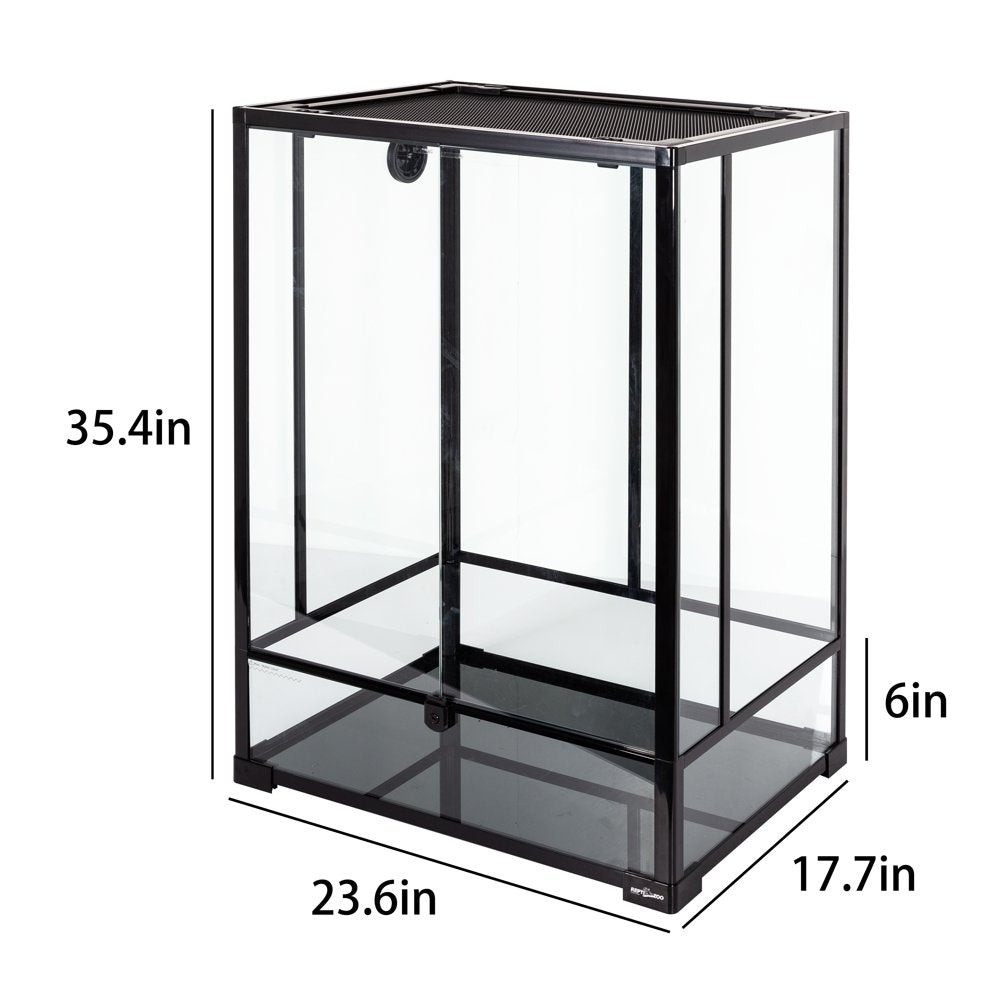 REPTIZOO Reptile Glass Terrarium with Double Hinge Door,Top and Side Meshes,Extra-Tall 23.6" X 17.7" X 35.43", Easy Assembly Animals & Pet Supplies > Pet Supplies > Reptile & Amphibian Supplies > Reptile & Amphibian Substrates Etan Pet Supplies Inc.   