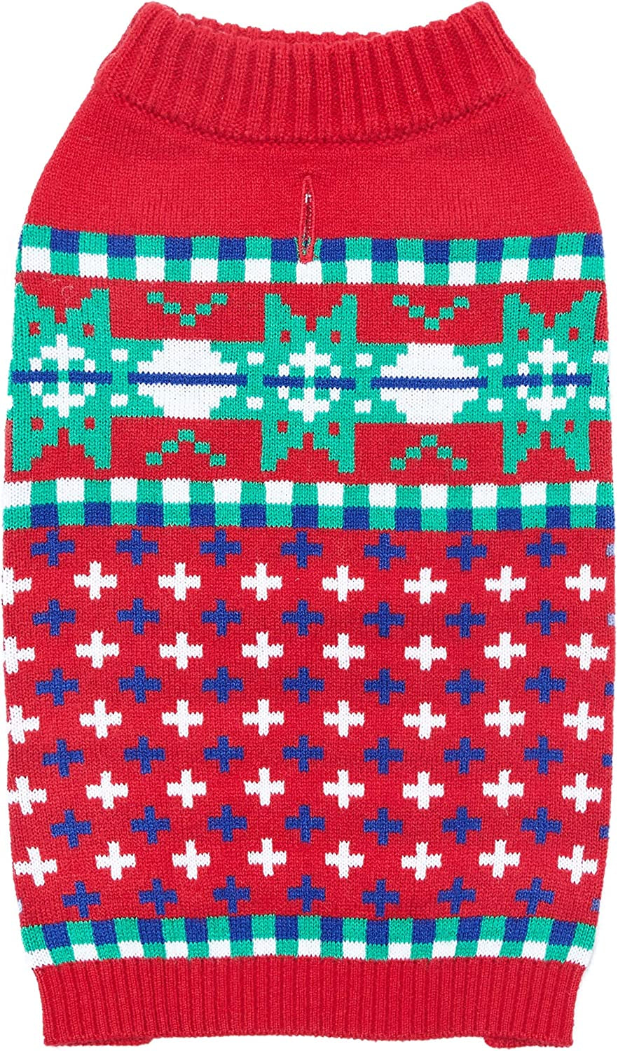 Blueberry Pet Let It Snow Classic Ugly Christmas Holiday Snowflake Pullover Hoodie Dog Sweater in Red and White, Back Length 20", Pack of 1 Clothes for Dogs Animals & Pet Supplies > Pet Supplies > Dog Supplies > Dog Apparel Blueberry Pet Christmas Snowflakes 20 inch (Pack of 1) 