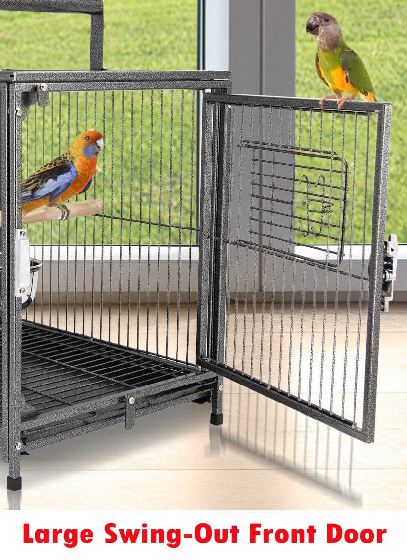 22-Inch Portable Durable Heavy Duty Travel Veterinary Parrot Bird Carrier Play Stand Perch Cage Feeding Bowl Stand with Handle and Accessories Animals & Pet Supplies > Pet Supplies > Bird Supplies > Bird Cage Accessories Mcage   