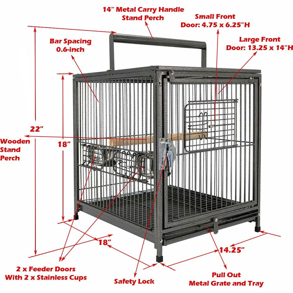 22-Inch Portable Heavy Duty Travel Veterinary Parrot Bird Carrier Play Stand Perch Cage Feeding Bowl Stand with Handle and Accessories Animals & Pet Supplies > Pet Supplies > Bird Supplies > Bird Cage Accessories Mcage   