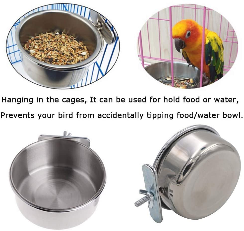 Hamiledyi Bird Feeding Dish Cups Parrot Food Bowl Clamp Holder Coop Cup, Bird Cage Water Bowl for Parakeet African Greys Conure Cockatiels Lovebird Budgie Chinchilla 2 Pack Animals & Pet Supplies > Pet Supplies > Bird Supplies > Bird Food Hamiledyi-us   