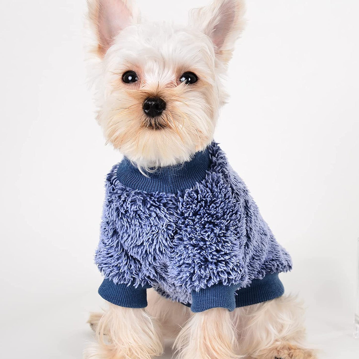 Small Dog Sweaters Chihuahua Fleece Clothes XXS~S Winter Warm Puppy Sweaters Boys Girls Tiny Dog Outfits for Teacup Yorkie Puppies Extra Small Breed Costume (Large Bust 17.71") Animals & Pet Supplies > Pet Supplies > Dog Supplies > Dog Apparel Kosiyi Blue X-Small (1-3 Ib) 