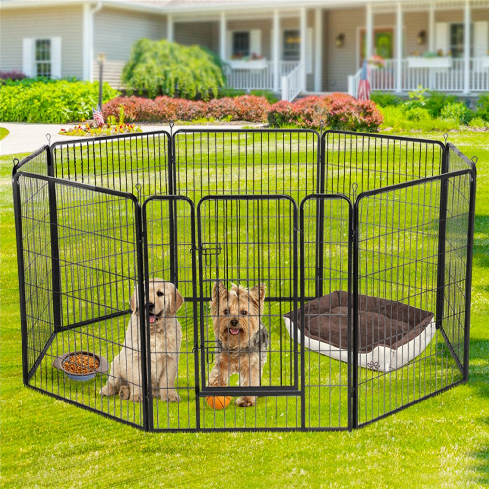 Easyfashion Heavy Duty Indoor and Outdoor Black Dog Playpen, 16 Panels Animals & Pet Supplies > Pet Supplies > Dog Supplies > Dog Kennels & Runs Easyfashion   