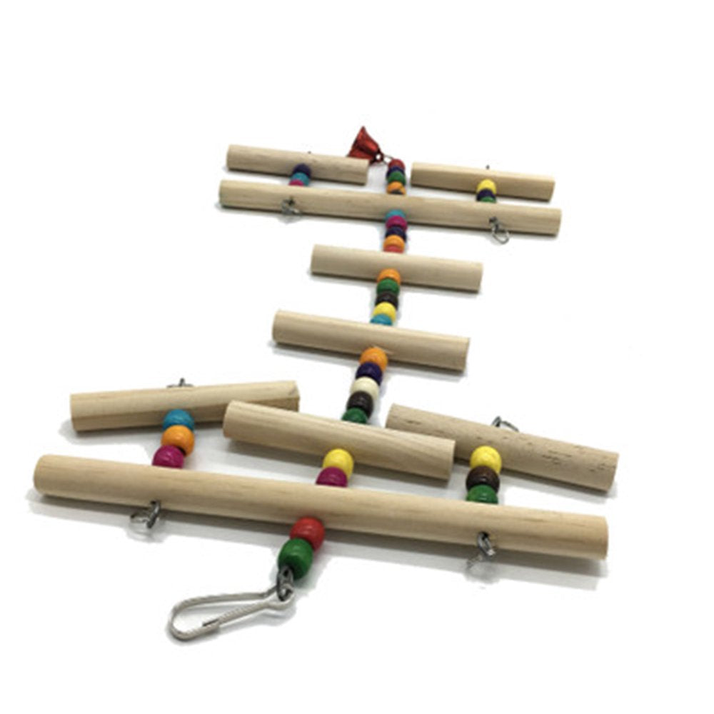 Bird Cage Toys Parrot Wood Perch Toy Colorful Wooden Beads Ladder Stand Chewing Toy for Cockatiels Parakeets Conures Animals & Pet Supplies > Pet Supplies > Bird Supplies > Bird Ladders & Perches BYDEZCON   