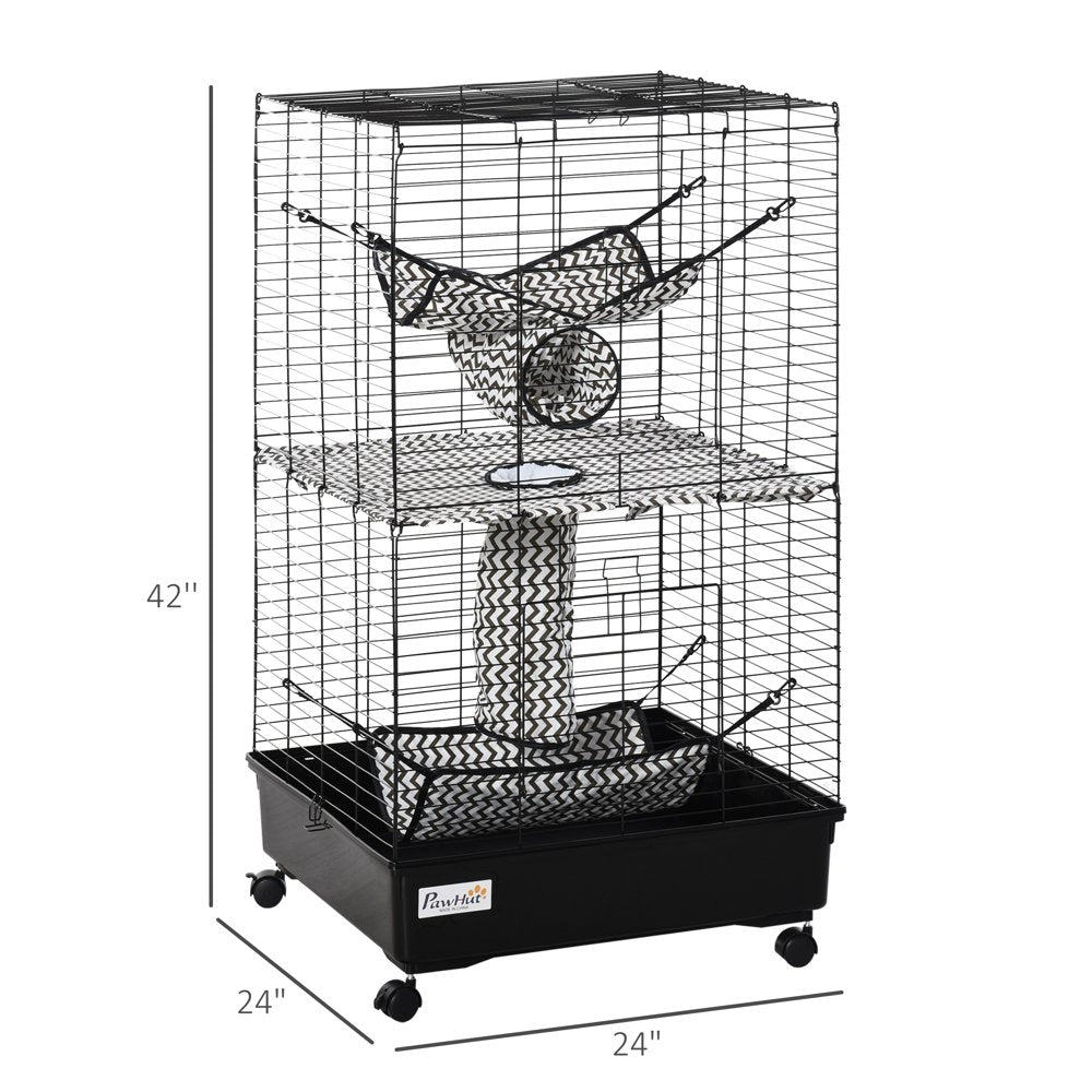 Aibecy Small Animal Cage Habitat for Ferret with Wheels Hammocks Tunnels and 3 Doors - Black Animals & Pet Supplies > Pet Supplies > Small Animal Supplies > Small Animal Habitats & Cages Aibecy   