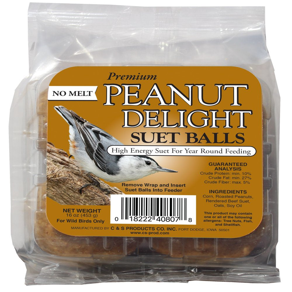 C&S Peanut Delight No-Melt Suet Balls., 1 Lb, Wild Bird Food Animals & Pet Supplies > Pet Supplies > Bird Supplies > Bird Food Central Garden and Pet   