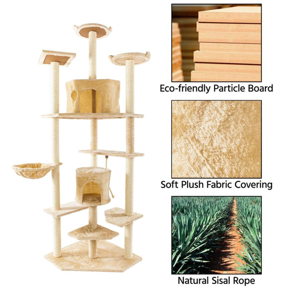 Ubesgoo 80" Cat Tree Condo Tower Sisal Rope Plush with Scratching Post - Morden Pet House Furniture Animals & Pet Supplies > Pet Supplies > Cat Supplies > Cat Furniture KOL PET   