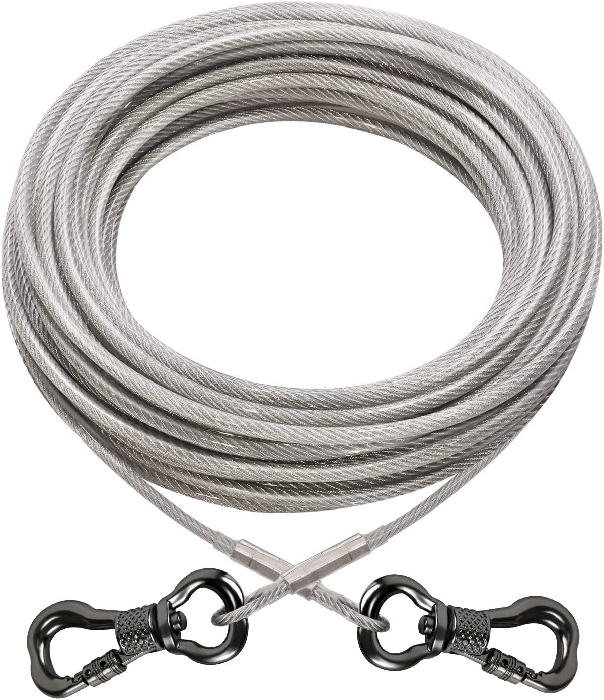 Xiaz Dog Tie Out Cable, 60 FT Dog Runner Cable with Swivel Hook, Dog Leash Run Trolley for Yard Outdoor and Camping, Rust- Proof Training Leash for Small to Medium Pets up to 120 LBS Animals & Pet Supplies > Pet Supplies > Dog Supplies > Dog Apparel XiaZ Silver 250lbs 50ft 