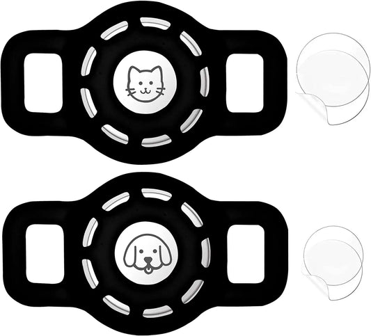 Airtag Cat Collar Holder for Apple Air Tag Cat Collar Holder within 0.6 Inch, Airtag Dog Collar Holder Small, 2 Pack Airtag Pet Collar Holder for Apple Airtag Collar and 2 Pack Airtag Protector Electronics > GPS Accessories > GPS Cases THXSBUDDY Ci-2xBlack  