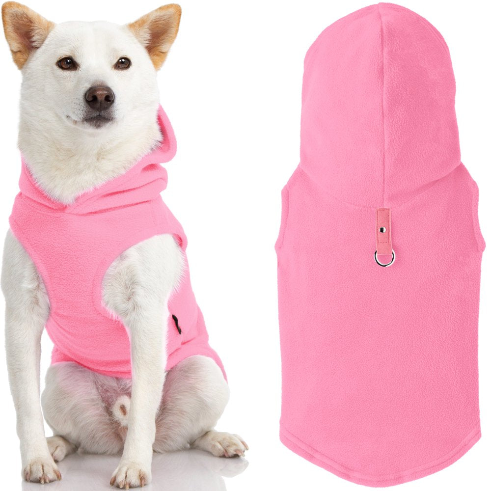 Gooby Fleece Vest Hoodie Dog Sweater - Green, X-Small - Warm Pullover Dog Hoodie with O-Ring Leash Animals & Pet Supplies > Pet Supplies > Dog Supplies > Dog Apparel Inafiction USA, Inc. dba Gooby Pet Fashion Medium Chest (~16") Pink 