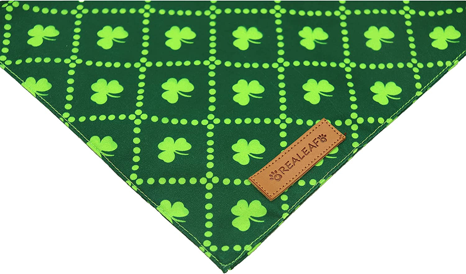 Realeaf St. Patrick'S Day Dog Bandanas 2 Pack, Reversible Green Shamrock Pet Scarf for Boy and Girl, Premium Durable Fabric, Holiday Bandana for Small Medium Large and Extra Large Dogs (Large) Animals & Pet Supplies > Pet Supplies > Dog Supplies > Dog Apparel Realeaf   