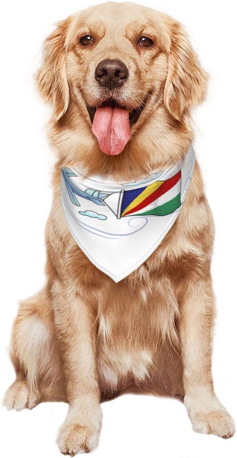 Airplane with Flag Seychelles Pet Dog and Cat Decorative Triangle Scarf,Dog Bandana,Breathable and Stain Resistant. Animals & Pet Supplies > Pet Supplies > Dog Supplies > Dog Apparel ZALTAS   