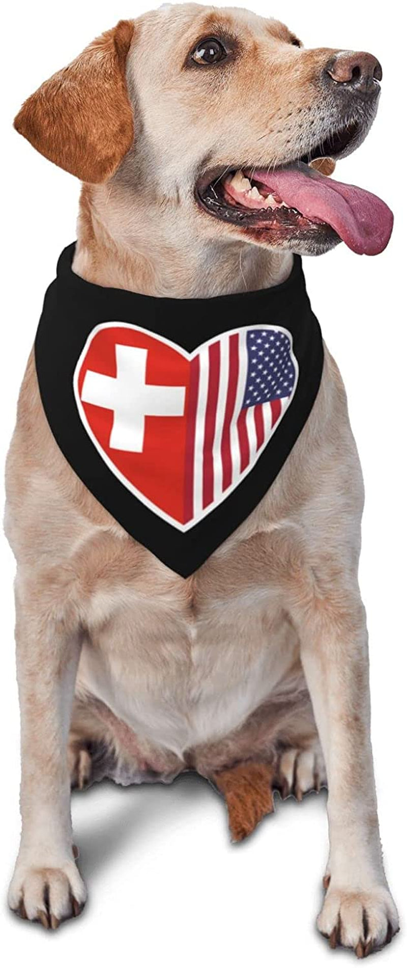 POOEDSO I Love America and Switzerland Pantone Dog Scarf Triangular Adjustable for Small Medium Large Cats Dogs Decoration Handkerchiefs Pet Birthday Party Gifts Animals & Pet Supplies > Pet Supplies > Dog Supplies > Dog Apparel POOEDSO   