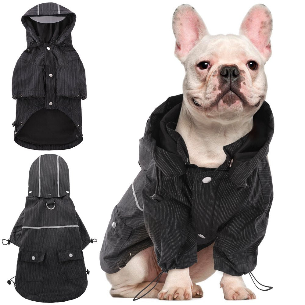 Kuoser Dog Rain Coat Pet Hooded Rain Jacket Waterproof Poncho Rainwear for Small Medium Dogs Animals & Pet Supplies > Pet Supplies > Dog Supplies > Dog Apparel Kuoser M Black 