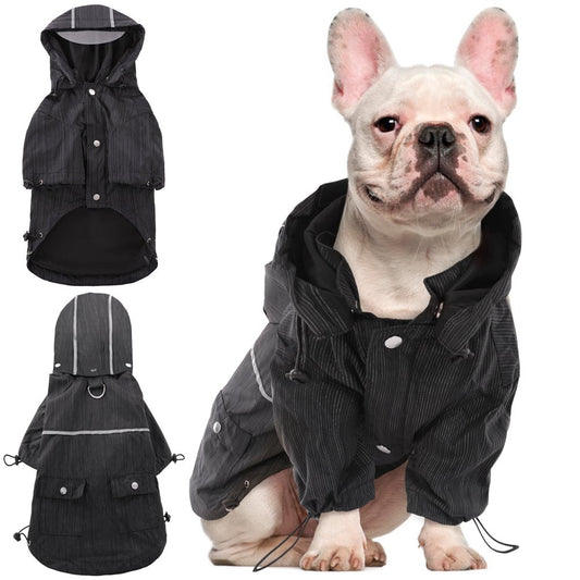 Kuoser Dog Rain Coat Pet Hooded Rain Jacket Waterproof Poncho Rainwear for Small Medium Dogs Animals & Pet Supplies > Pet Supplies > Dog Supplies > Dog Apparel Kuoser M Black 