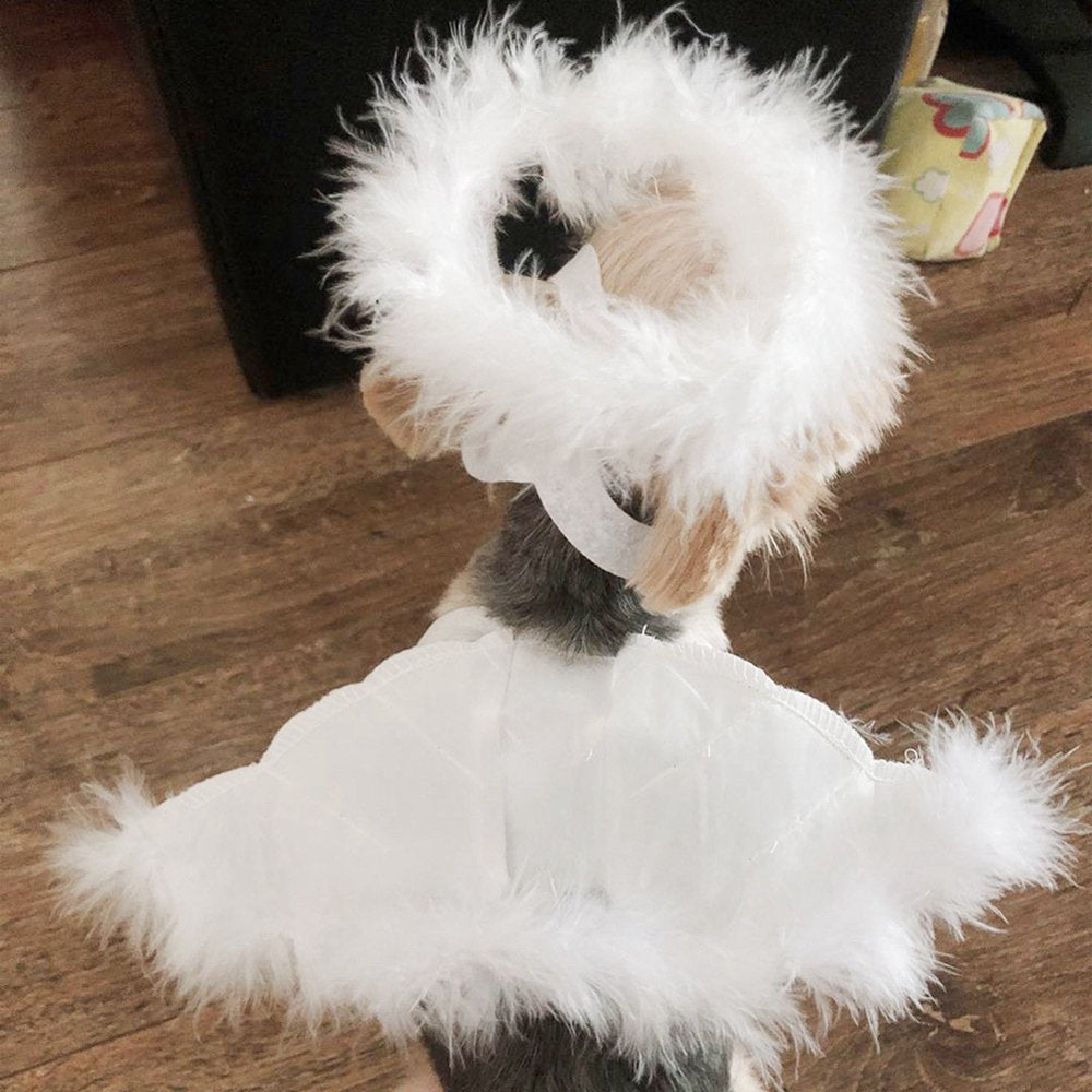 Halloween Pet Costume Feather Angel Wings Hat Apparel Outfits for Puppy Dog Cat Christmas Holiday Festival Cosplay Dress Up Animals & Pet Supplies > Pet Supplies > Cat Supplies > Cat Apparel pluoda   