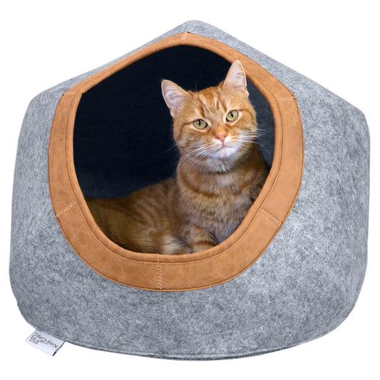 Kitty City Large Faux Leather Trimmed Felt Cat Cave, Felt Bed, Felt Lounge, Cat/Kitten Animals & Pet Supplies > Pet Supplies > Cat Supplies > Cat Beds Sport Pet   