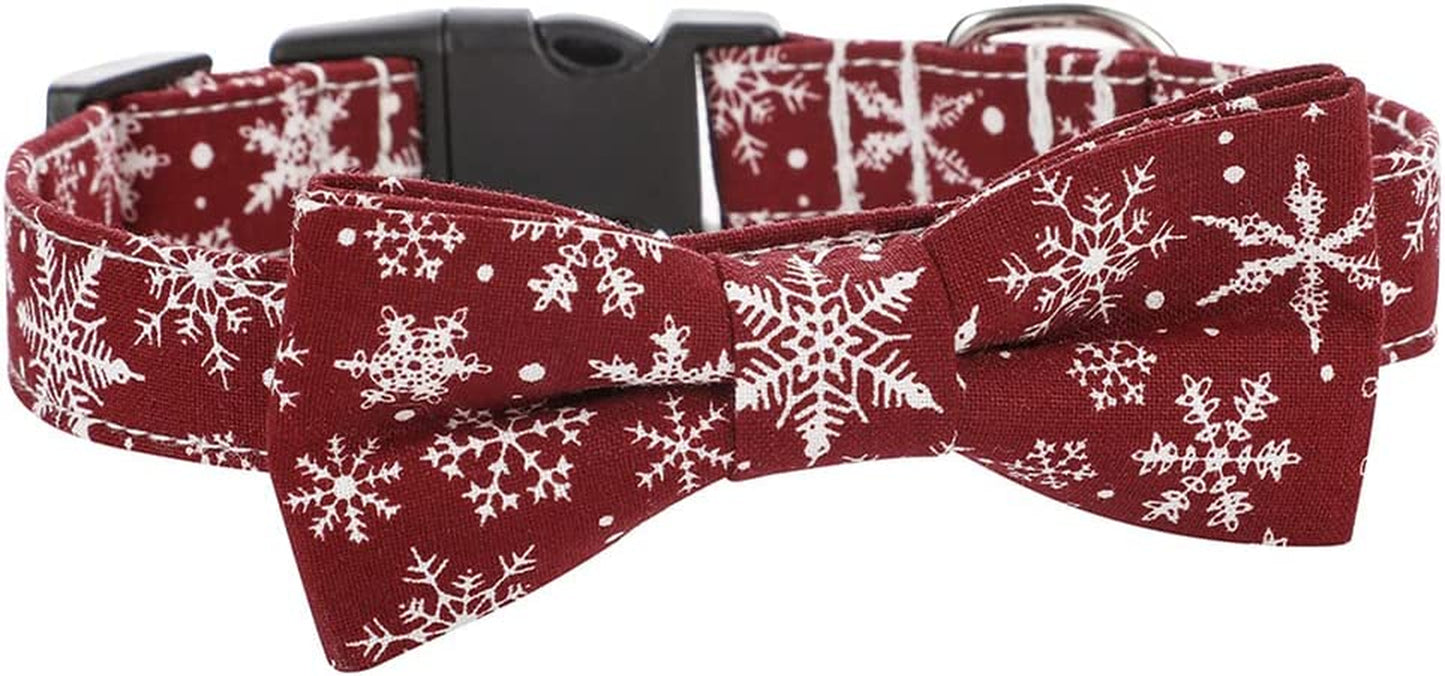 Tangpan 2Pcs Soft Cotton Christmas Pet Dog Collar, with Removable Bow-Tie Décor ( Red & Green Bow-Knot,S ) Animals & Pet Supplies > Pet Supplies > Dog Supplies > Dog Apparel TangPan   