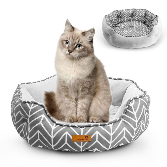 23.6" Small Dog Bed, Cat Beds for Indoor Cats, Pet Bed for Puppy and Kitty, Two-Layer Non-Slip Bottom and Soft Velvet & Waterproof Oxford Two-Sided Dog Beds