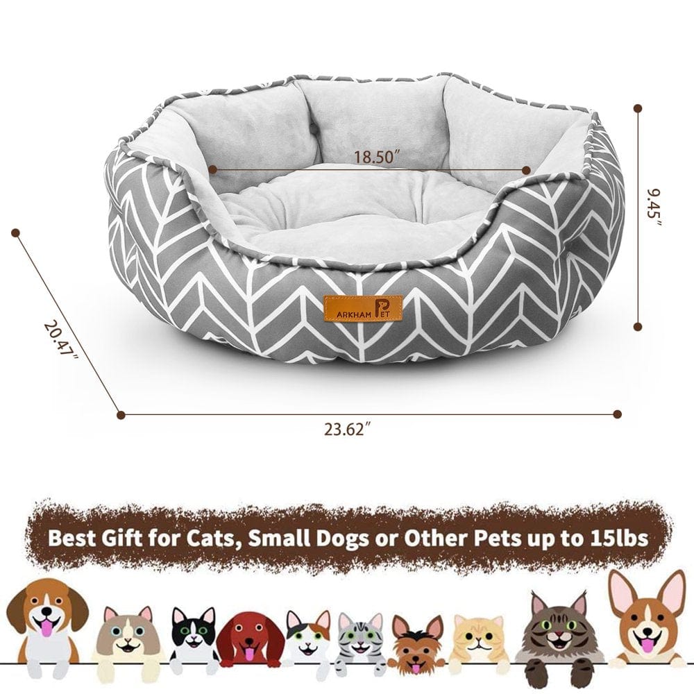 23.6" Small Dog Bed, Cat Beds for Indoor Cats, Pet Bed for Puppy and Kitty, Two-Layer Non-Slip Bottom and Soft Velvet & Waterproof Oxford Two-Sided Dog Beds Animals & Pet Supplies > Pet Supplies > Cat Supplies > Cat Beds Howarmer Cat bed   