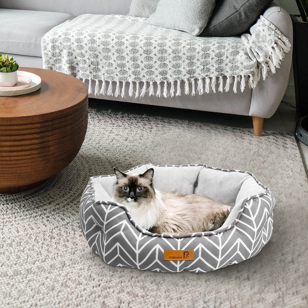 23.6" Small Dog Bed, Cat Beds for Indoor Cats, Pet Bed for Puppy and Kitty, Two-Layer Non-Slip Bottom and Soft Velvet & Waterproof Oxford Two-Sided Dog Beds Animals & Pet Supplies > Pet Supplies > Cat Supplies > Cat Beds Howarmer Cat bed   